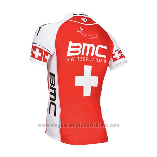 2014 Abbigliamento Ciclismo BMC Campione Svizzera Arancione e Bianco Manica Corta e Salopette